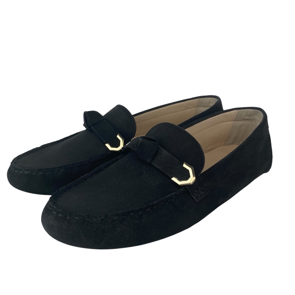 Cole Haan NEW Evelyn Bow Driver Black Nubuck Akuya Leather W22635 Womens Size 8